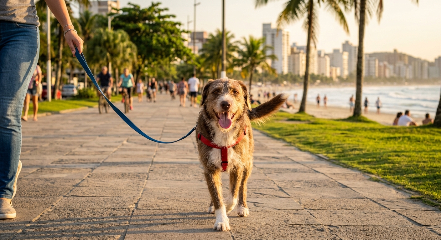Passeio feliz na orla de Santos